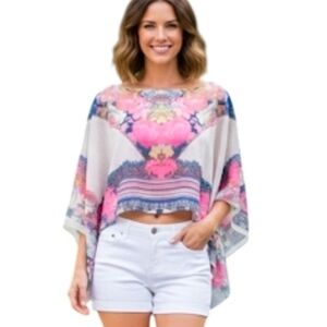 Energe Multicolor Floral Patterned Shrug Top